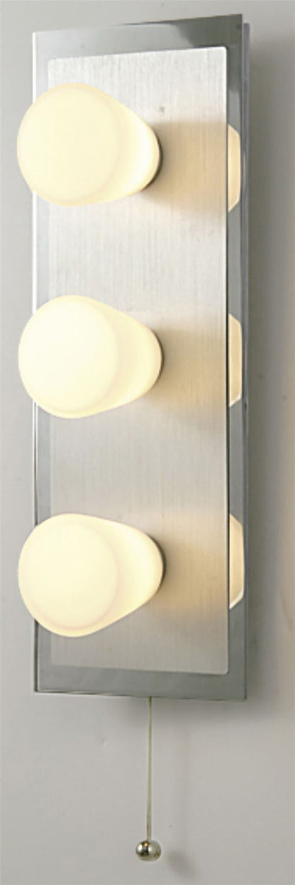 Diyas IP44 Cone Wall Light with Pull-Cord Switch 3 Light G9 Polished Chrome & Aluminium/Opal Glass