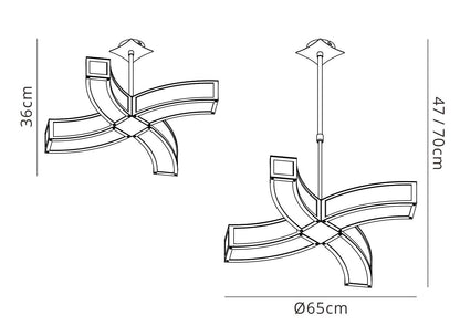 Mantra Duna 65cm E27 Pendant 4 Light L1 Curved, Polished Chrome/White Acrylic, CFL Lamps INCLUDED