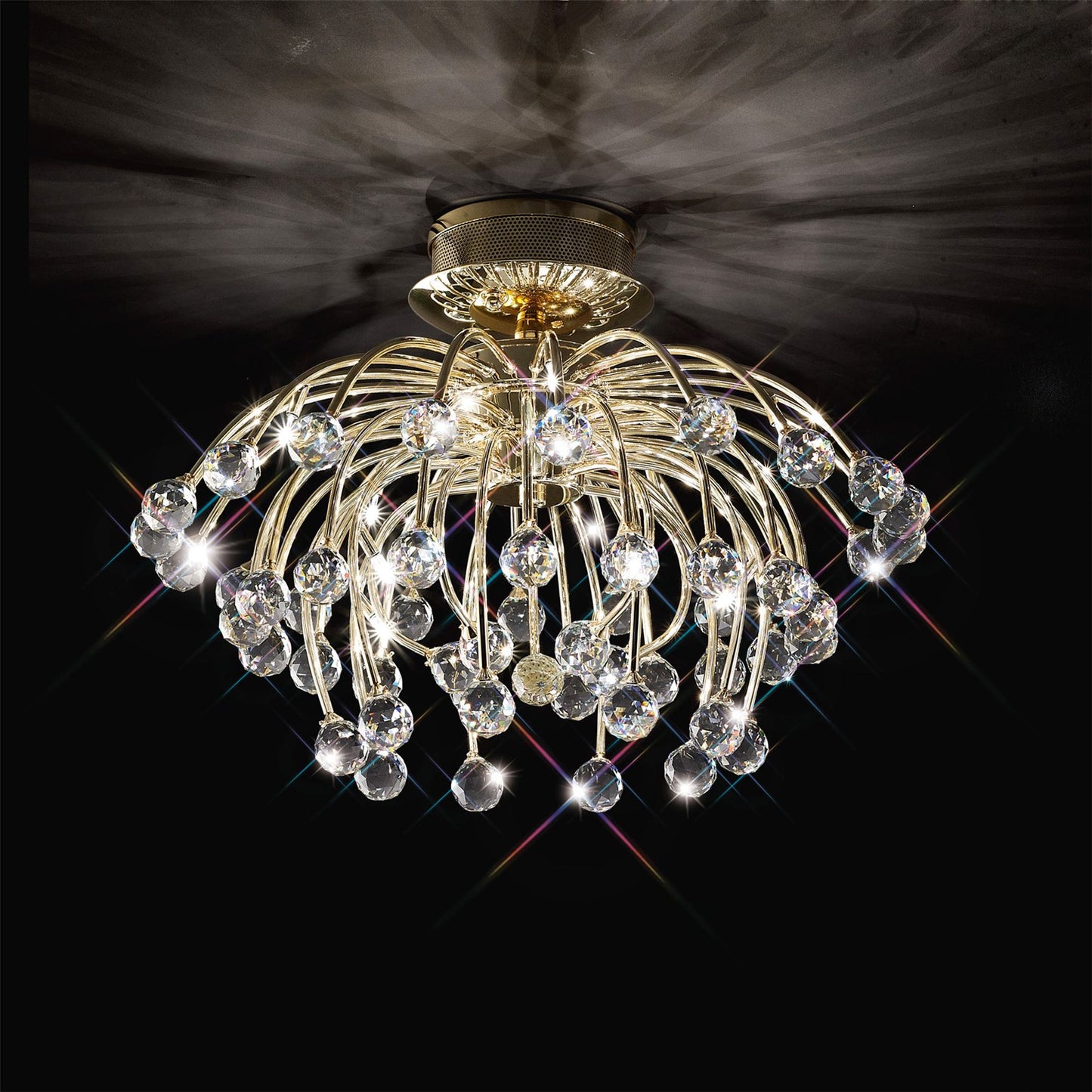 Diyas Xeena 60cm  10 Light G4 French Gold/Crystal, NOT LED/CFL Compatible Ceiling Light Fitting