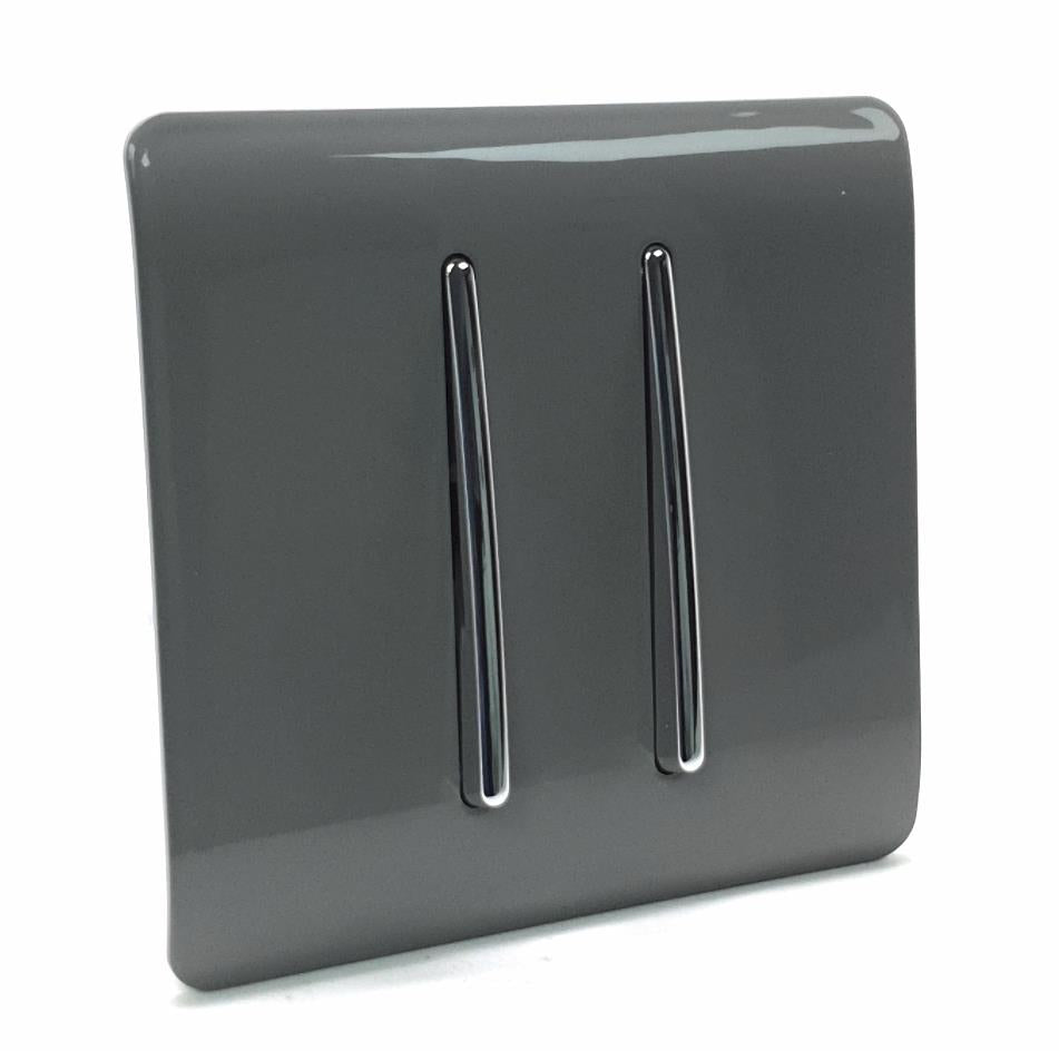 Trendi 2 Gang Artistic Modern Glossy Tactile Home Automation Switch Warm Grey