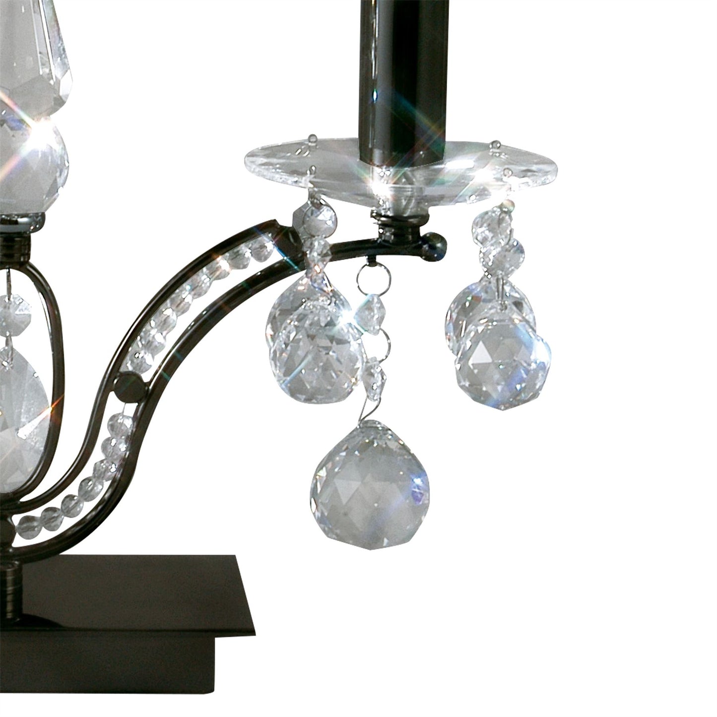 Diyas Tara Table Lamp 2 Light E14 Black Chrome/Crystal, NOT LED/CFL Compatible