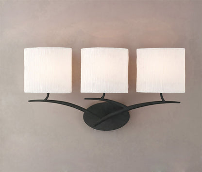Mantra Eve Wall Light Switched 3 Light E27, Anthracite with White Oval Shades