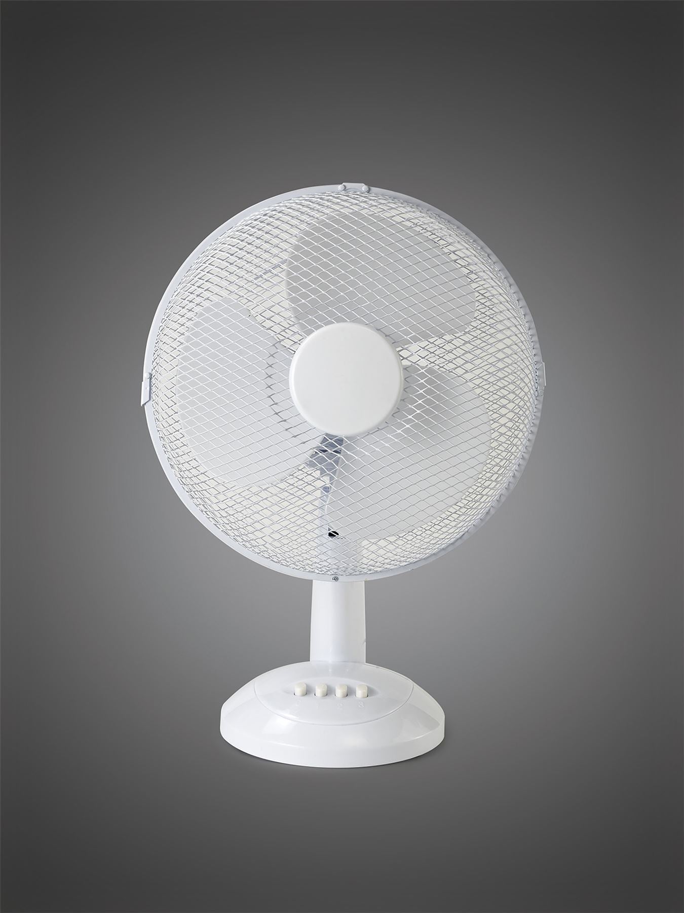 Airo 40W 12 Inch 3 Speed Oscillating Desk Fan in White
