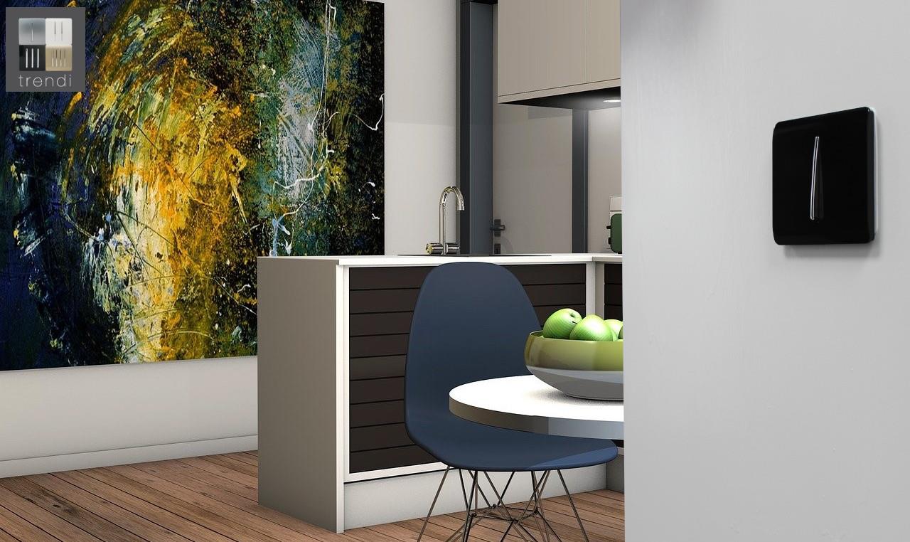 Trendi 1 Gang 2 Way Artistic Modern 10 Amp Rocker Light Switch Black ART-SS2BK