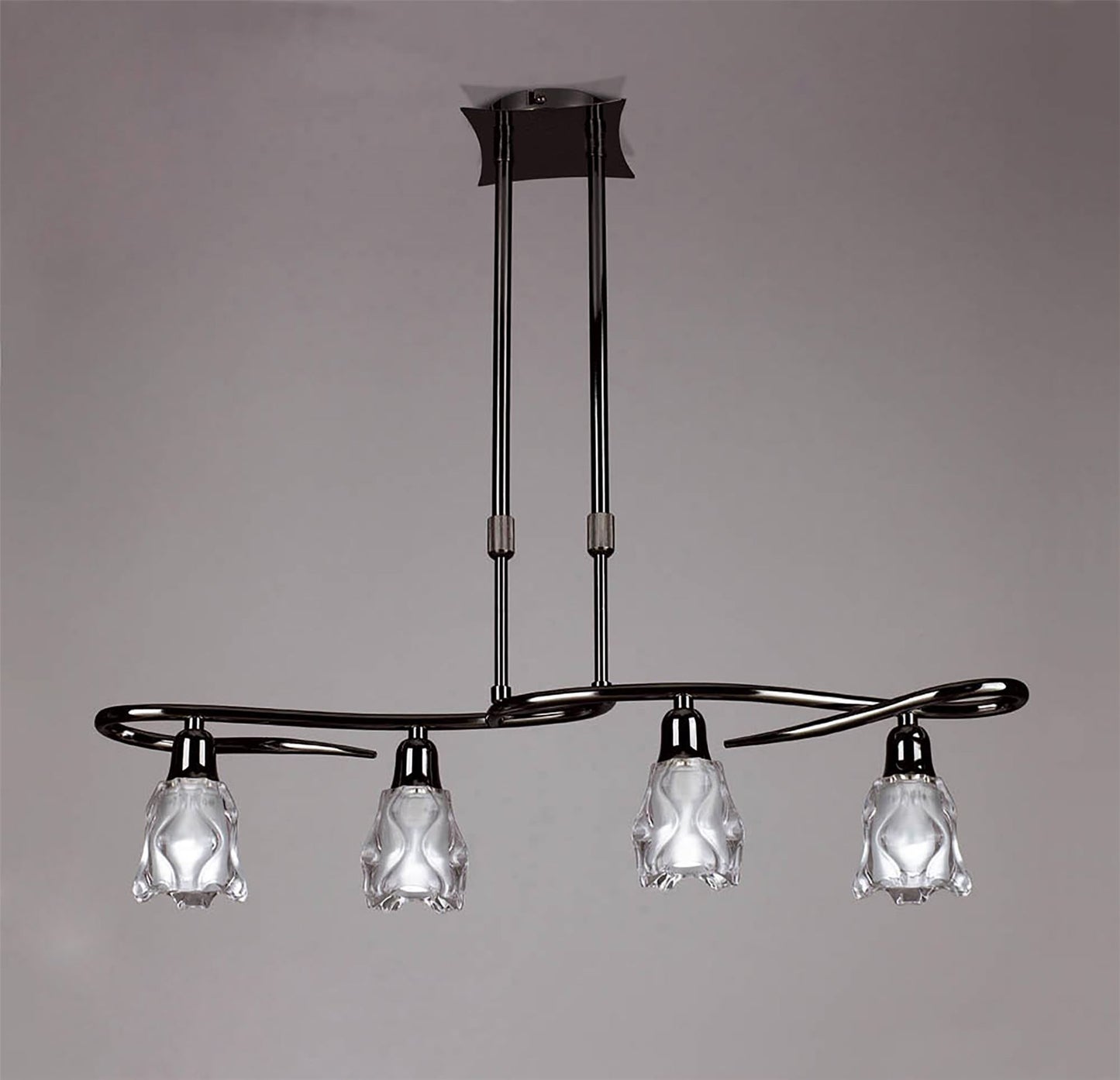Mantra Amel Telescopic 4 Light L1, SGU10 Bar, Black Chrome, CFL Lamps INCLUDED