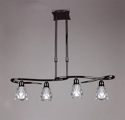 Mantra Amel Telescopic 4 Light L1, SGU10 Bar, Black Chrome, CFL Lamps INCLUDED