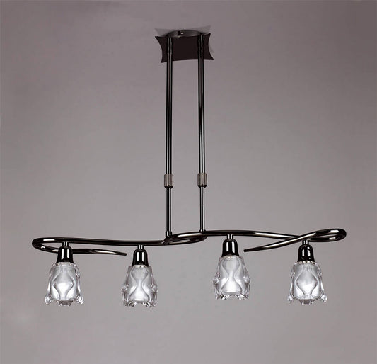 Mantra Amel Telescopic 4 Light L1, SGU10 Bar, Black Chrome, CFL Lamps INCLUDED
