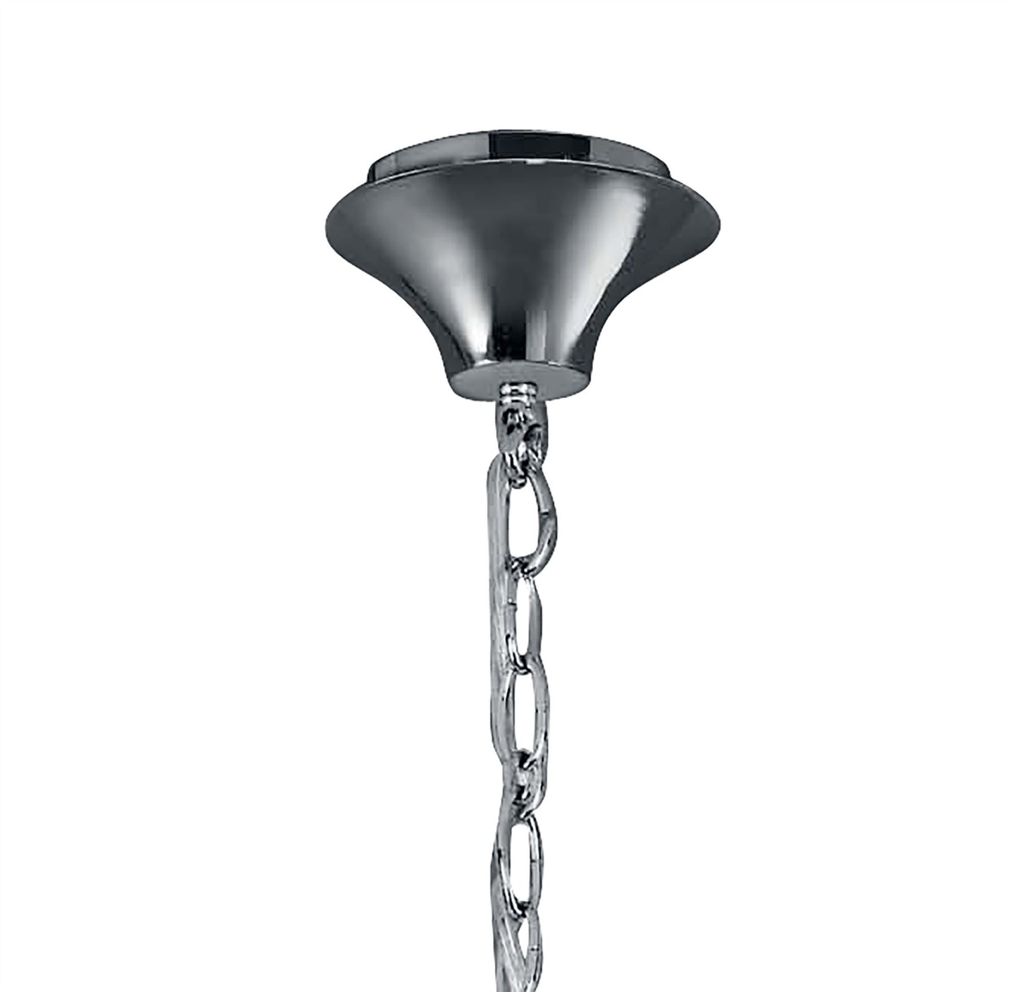 Mantra M3851 Tiffany Pendant 6+6 Light E14+G9, Polished Chrome with White Shades & Clear Crystal