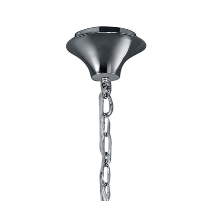 Mantra M3851 Tiffany Pendant 6+6 Light E14+G9, Polished Chrome with White Shades & Clear Crystal