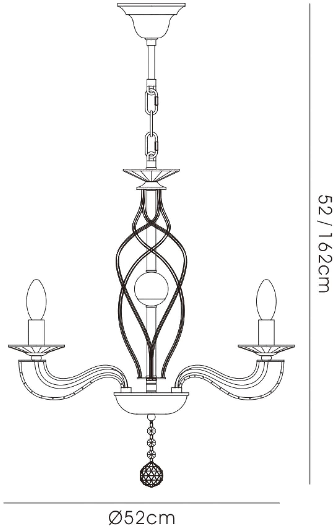 Diyas Santo 52cm  4 Light E14 Polished Chrome/Crystal Ceiling Pendant Light Fitting