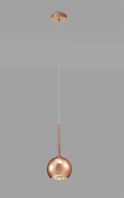 Deco Regina Single Pendant 1 Light G9 Copper/Copper Glass
