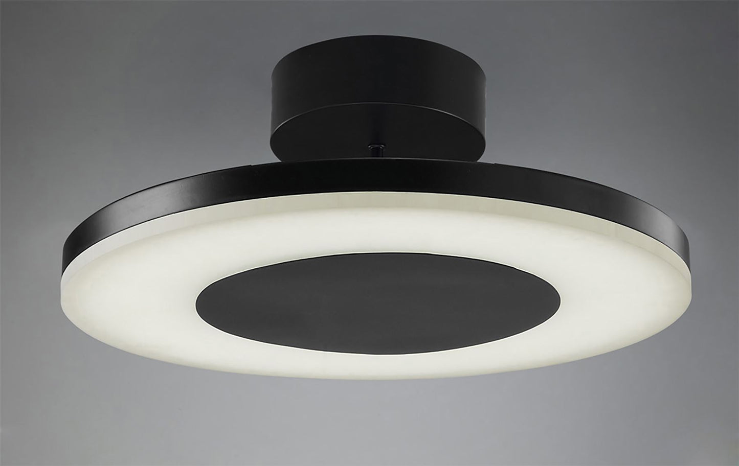 Mantra Discobolo 36cm LED Ceiling Light, 1800lm, Matt Black/Frosted Acrylic, 3yrs Warranty