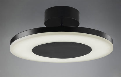 Mantra Discobolo 36cm LED Ceiling Light, 1800lm, Matt Black/Frosted Acrylic, 3yrs Warranty
