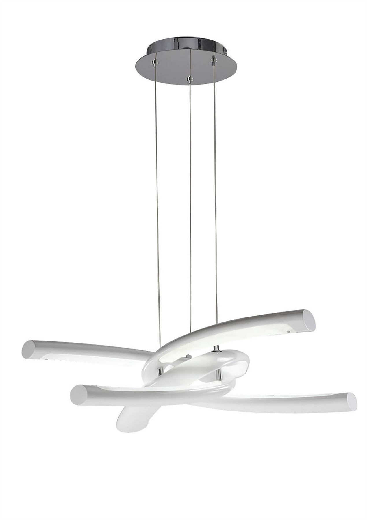 Mantra M3970 Knot Pendant 36W LED 3000K, 3600lm, Gloss White/White Acrylic/Polished Chrome, 3yrs Warranty