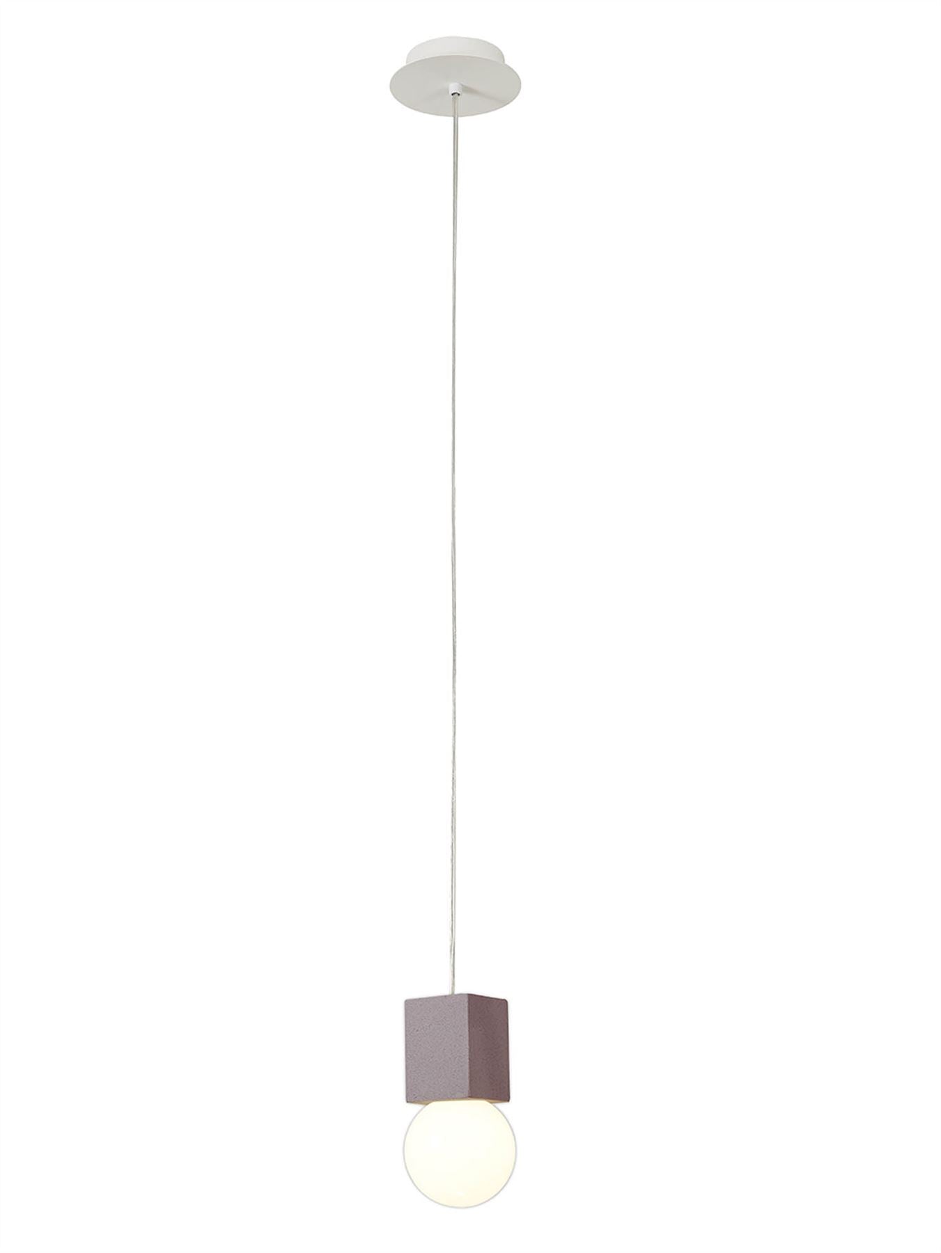 Mantra Galaxia 12cm Pendant Square, 1 Light E27, White/Red Cement