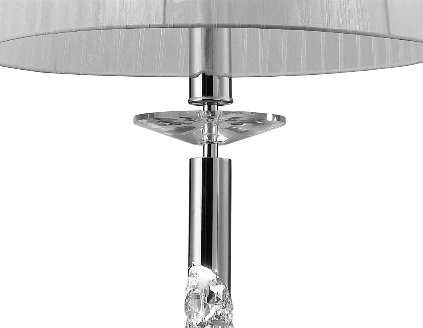 Mantra M3858 Tiffany Pendant 3+1 Light E27+G9, Polished Chrome with White Shade & Clear Crystal