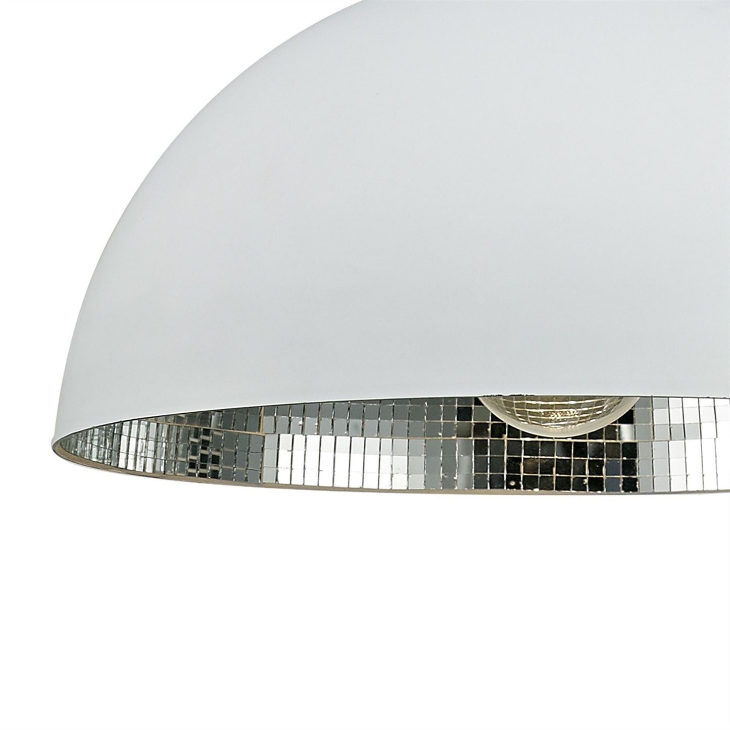 Deco Krista 30cm Single Pendant 1 Light E27, Matt White/Mirror Mosaic Inner