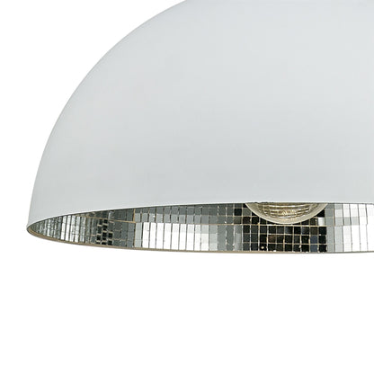 Deco Krista 30cm Single Pendant 1 Light E27, Matt White/Mirror Mosaic Inner