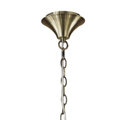 Mantra M3871 Tiffany Pendant 6+6 Light E14+G9, Antique Brass with Soft Bronze Shades & Clear Crystal