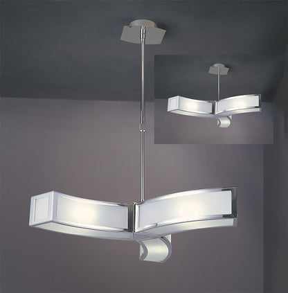 Mantra Duna 62cm E27 Pendant 3 Light L1, Polished Chrome/White Acrylic, CFL Lamps INCLUDED