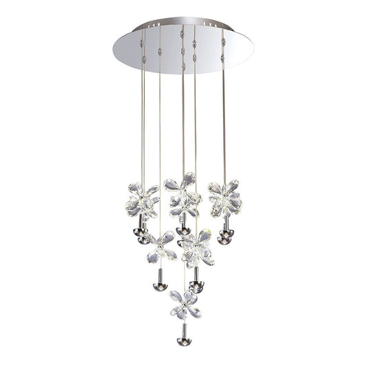 Diyas Aviva 40cm  Round 10 Light 4000K LED Polished Chrome/Crystal Ceiling Pendant Light Fitting