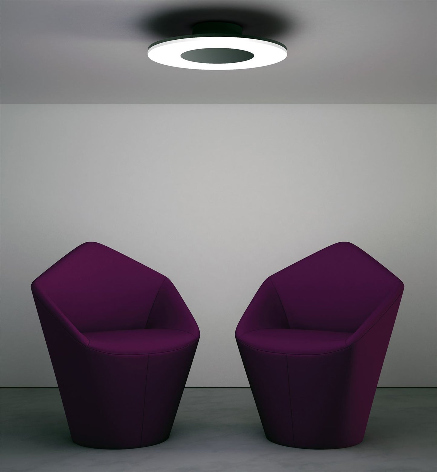 Mantra Discobolo 36cm LED Ceiling Light, 1800lm, Matt Black/Frosted Acrylic, 3yrs Warranty