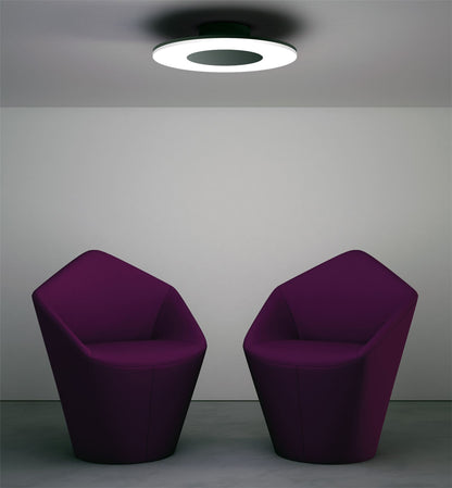 Mantra Discobolo 36cm LED Ceiling Light, 1800lm, Matt Black/Frosted Acrylic, 3yrs Warranty