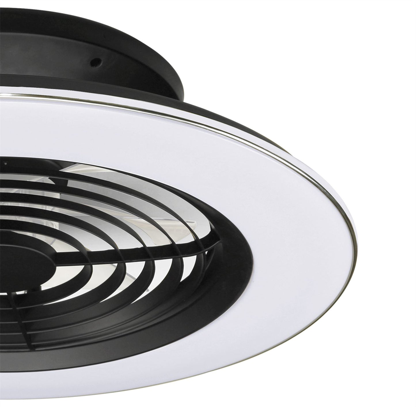 Alisio 63cm 70W LED Dimmable Ceiling Light With Built-In 35W DC Reversible Fan, BlackWhite Finish c/w Remote Control and APP Control, 4900lm