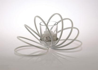 Diyas Home (DH) Oreo Candle Holder 8 Ring Small White/Clear Glass Art