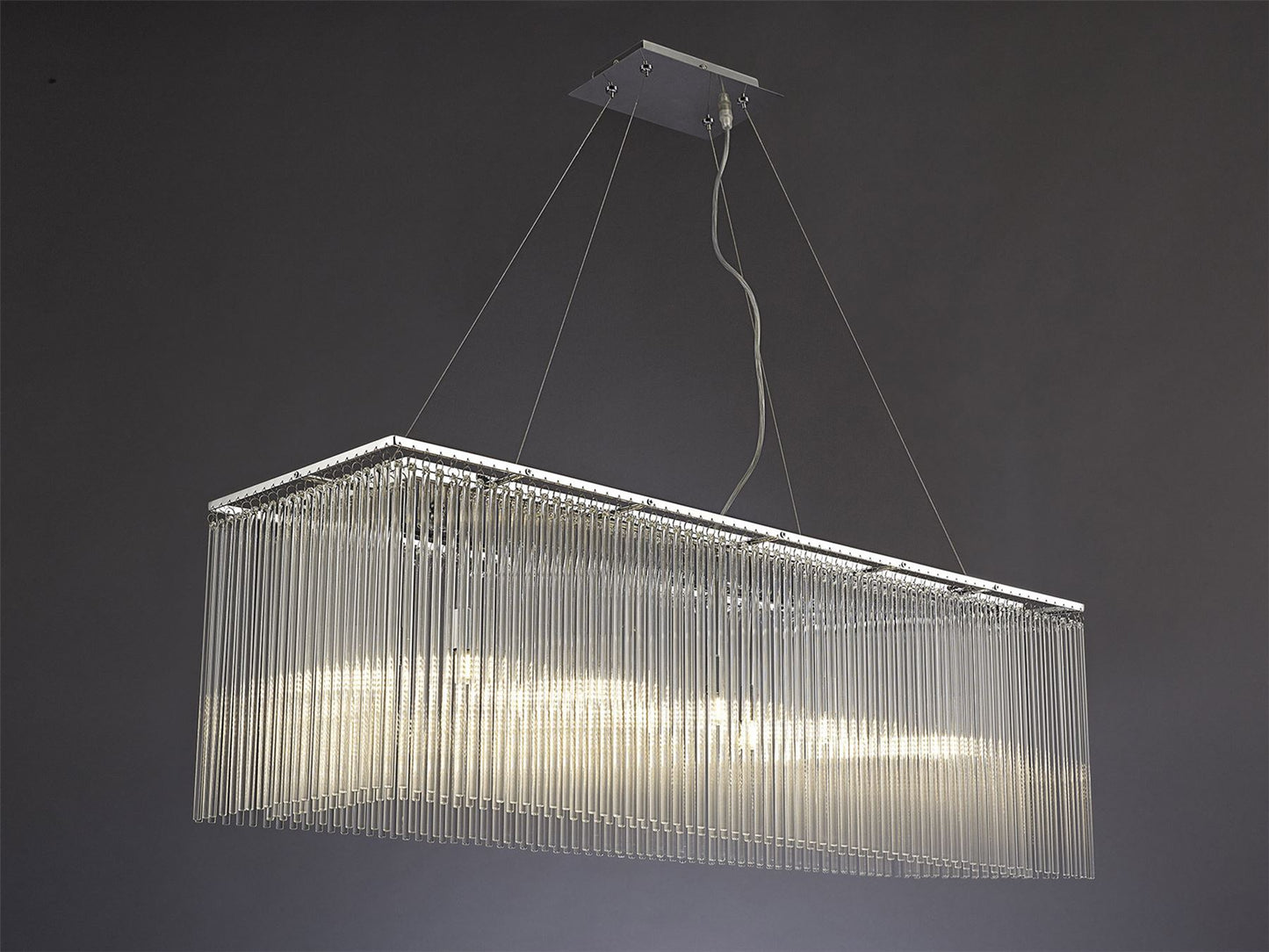 Diyas Zanthe  Linear 10 Light G9 Polished Chrome/Clear Glass Ceiling Pendant Light Fitting