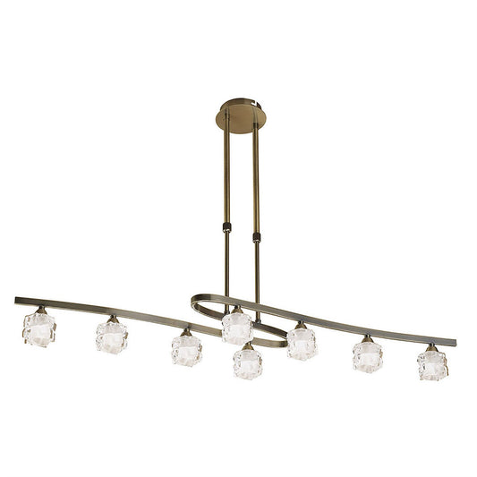 Mantra M1860 Ice Rectangular Telescopic 8 Light G9 ECO, Antique Brass