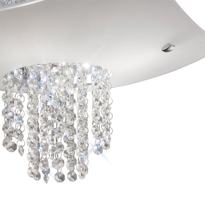 Diyas Nyla Square Flush  5 Light E14 Polished Chrome/Glass/Crystal Ceiling Light Fitting