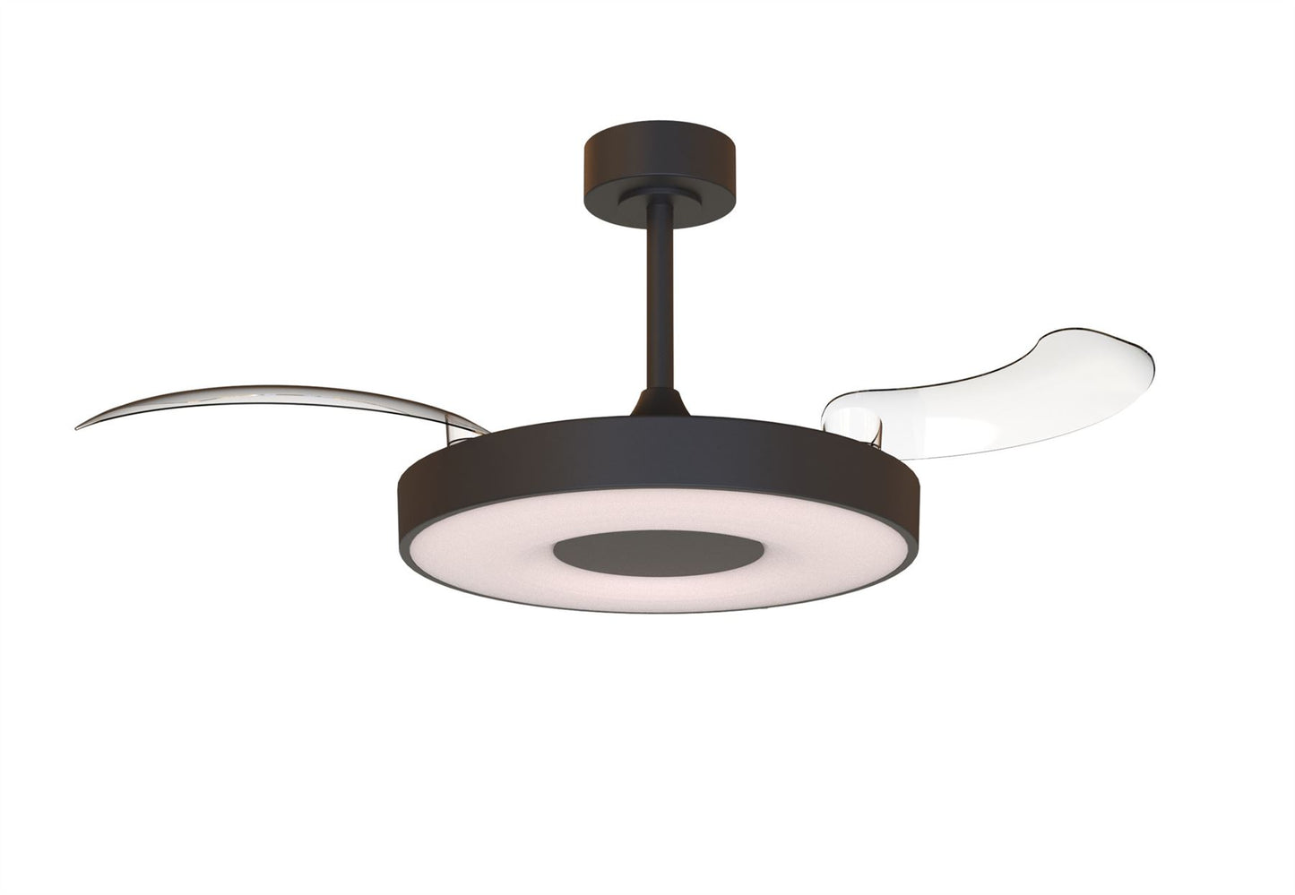 Coin Fan M 49cm 40W LED Dimmable Ceiling With Built-In 30W DC Fan, 3000-5000K Remote, APP, Alexa & Google Voice Control, 6400lm, Black