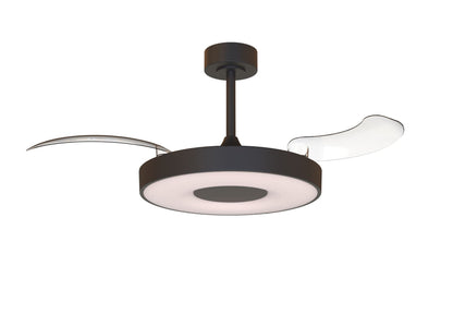Coin Fan M 49cm 40W LED Dimmable Ceiling With Built-In 30W DC Fan, 3000-5000K Remote, APP, Alexa & Google Voice Control, 6400lm, Black