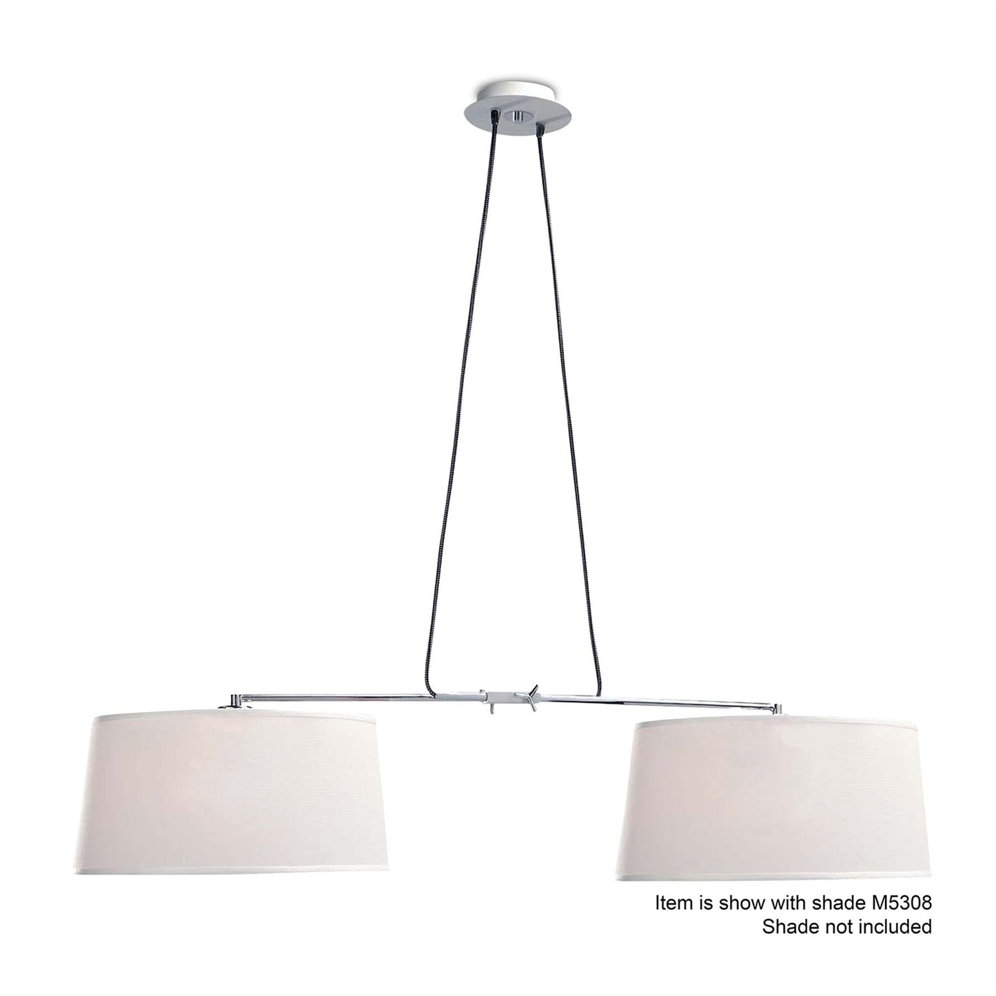 Mantra M5306 Habana Linear Pendant 2 Light with Adjustable Body WITHOUT SHADE E27, Matt White/Polished Chrome