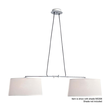 Mantra M5306 Habana Linear Pendant 2 Light with Adjustable Body WITHOUT SHADE E27, Matt White/Polished Chrome