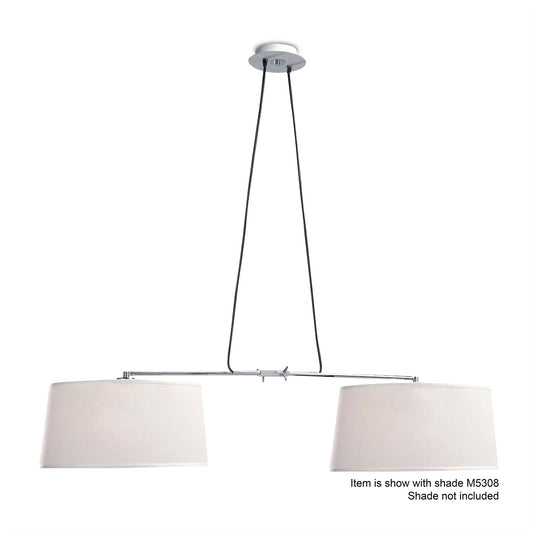 Mantra M5306 Habana Linear Pendant 2 Light with Adjustable Body WITHOUT SHADE E27, Matt White/Polished Chrome