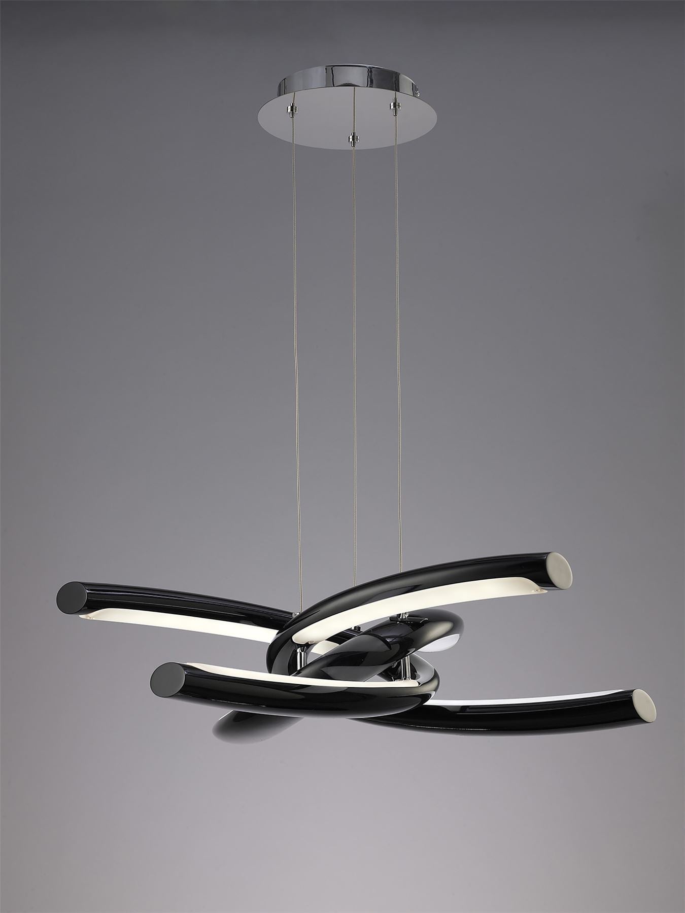 Mantra M3971 Knot Pendant 36W LED 3000K, 3600lm, Gloss Black/White Acrylic/Polished Chrome, 3yrs Warranty
