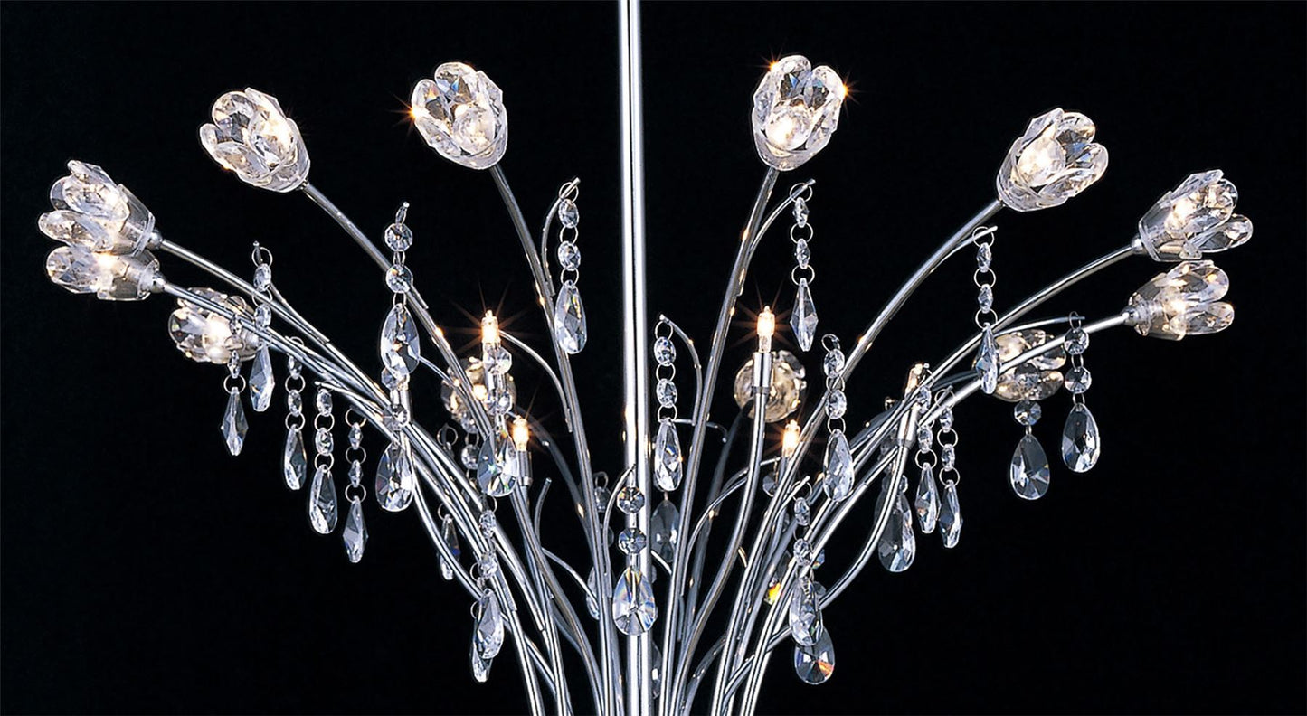 Diyas Bouquet 66cm  18 Light G4 Polished Chrome/Crystal, NOT LED/CFL Compatible Ceiling Pendant Light Fitting