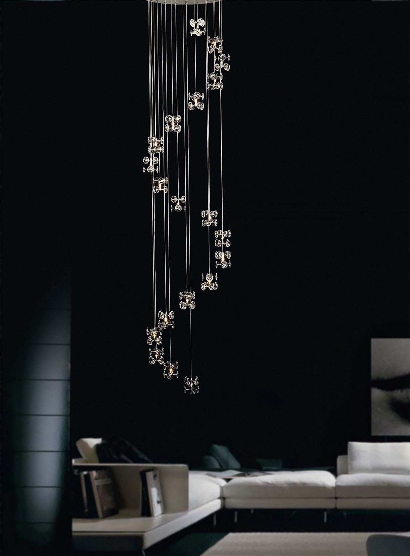 Diyas Nico 55cm  20 Light G4 Polished Chrome/Crystal Ceiling Pendant Light Fitting