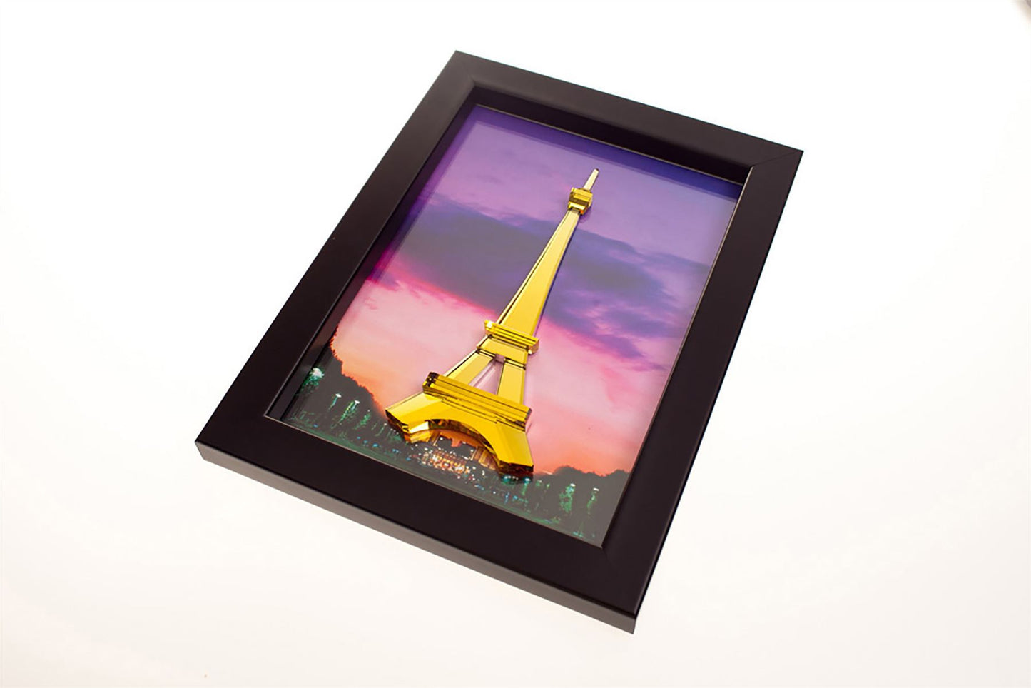 Diyas Home Crystal Wall Art (DH) World Eiffel Tower, Black Frame Amber, Crystal Framed