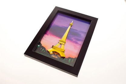 Diyas Home Crystal Wall Art (DH) World Eiffel Tower, Black Frame Amber, Crystal Framed