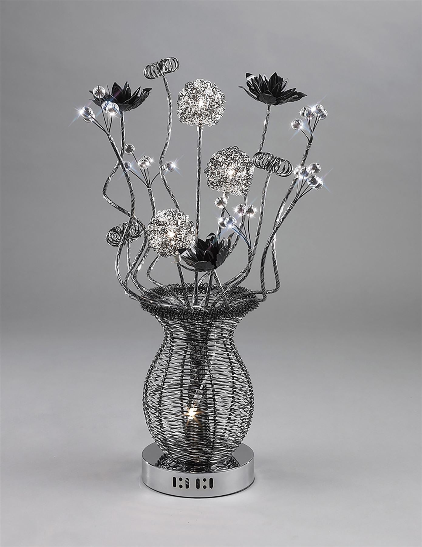 Diyas Home Calista Aluminium (DH) Calista Crystal Table Lamp 4 Light G4 Black, NOT LED/CFL Compatible