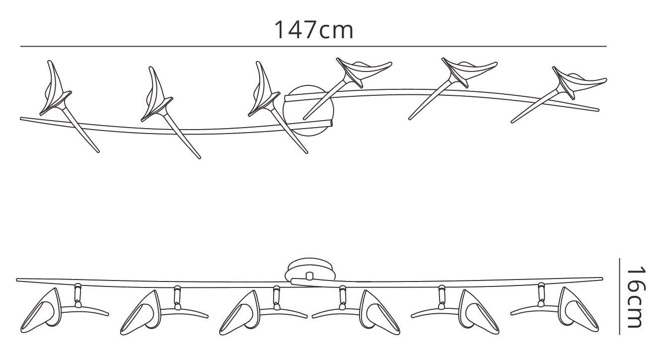 Mantra Flavia Linear Spot Light 6 Light G9 with Adjustable Heads, Polished Chrome
