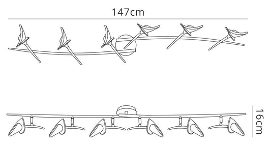 Mantra Flavia Linear Spot Light 6 Light G9 with Adjustable Heads, Polished Chrome