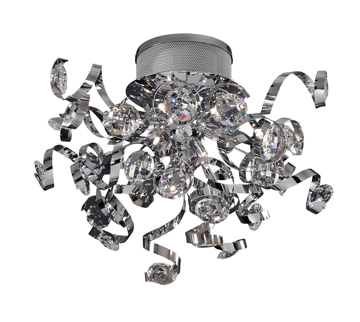 Diyas Kurlz 52cm  9 Light G4 Polished Chrome/Crystal, NOT LED/CFL Compatible Ceiling Light Fitting