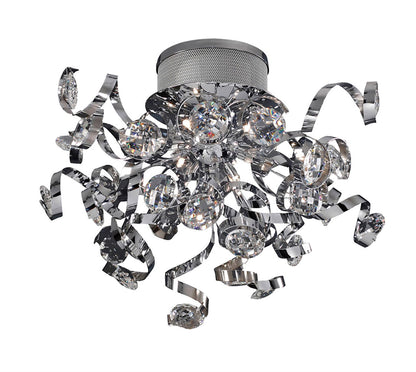 Diyas Kurlz 52cm  9 Light G4 Polished Chrome/Crystal, NOT LED/CFL Compatible Ceiling Light Fitting