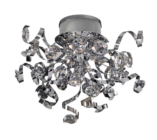 Diyas Kurlz 52cm  9 Light G4 Polished Chrome/Crystal, NOT LED/CFL Compatible Ceiling Light Fitting