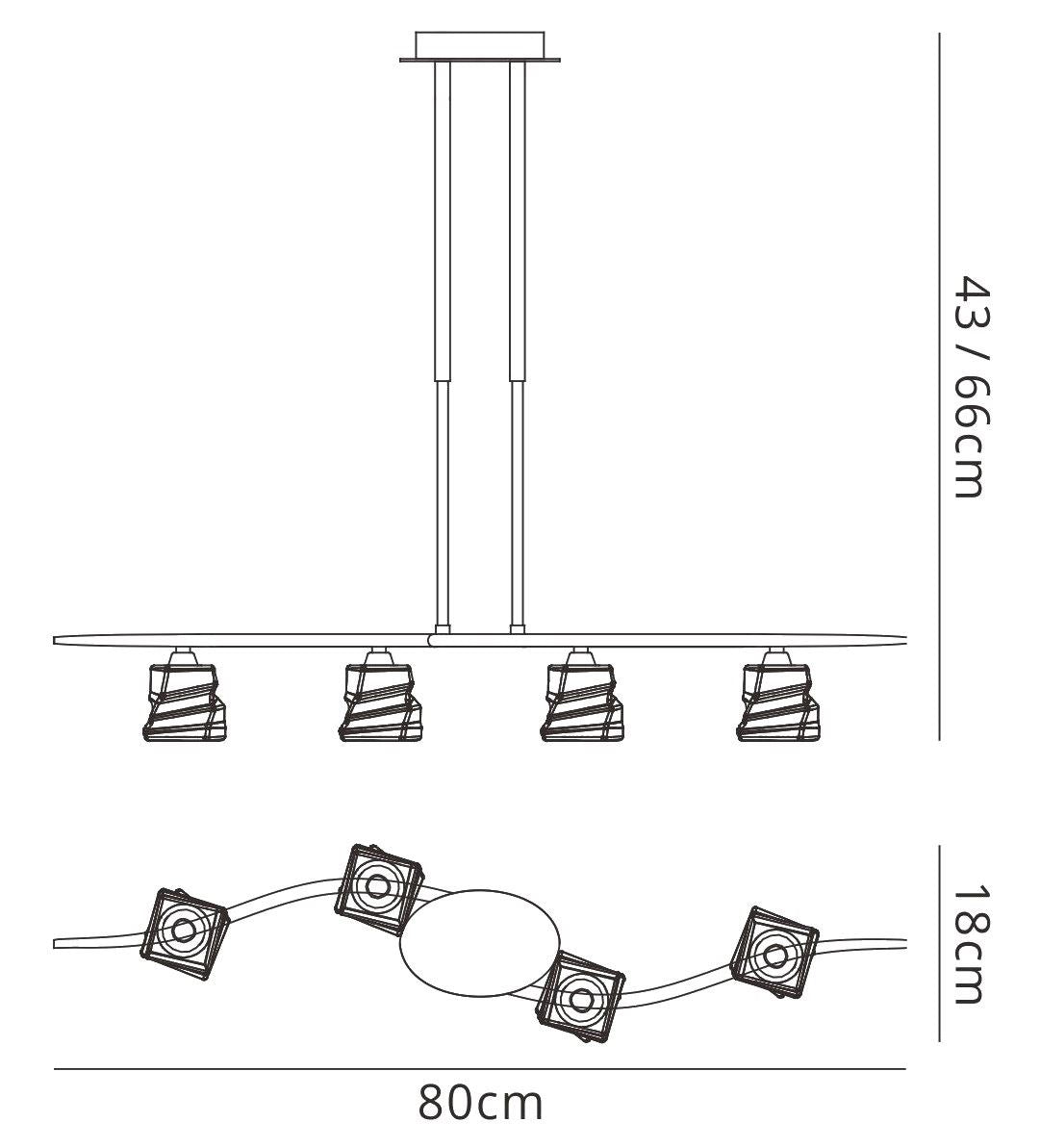 Mantra M3751 Iku Linear Telescopic 4 Light G9 Line, Satin Nickel