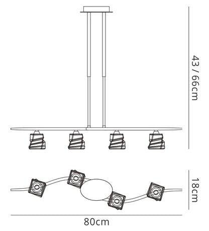 Mantra M3751 Iku Linear Telescopic 4 Light G9 Line, Satin Nickel